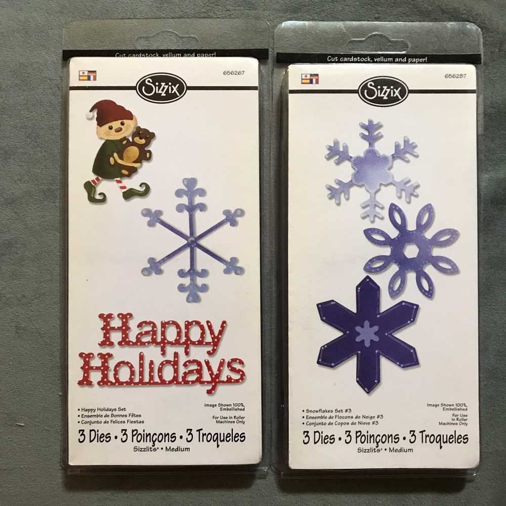 Sizzix winter theme MEDIUM sizzlits die set (happy holidays, snowflakes #3)